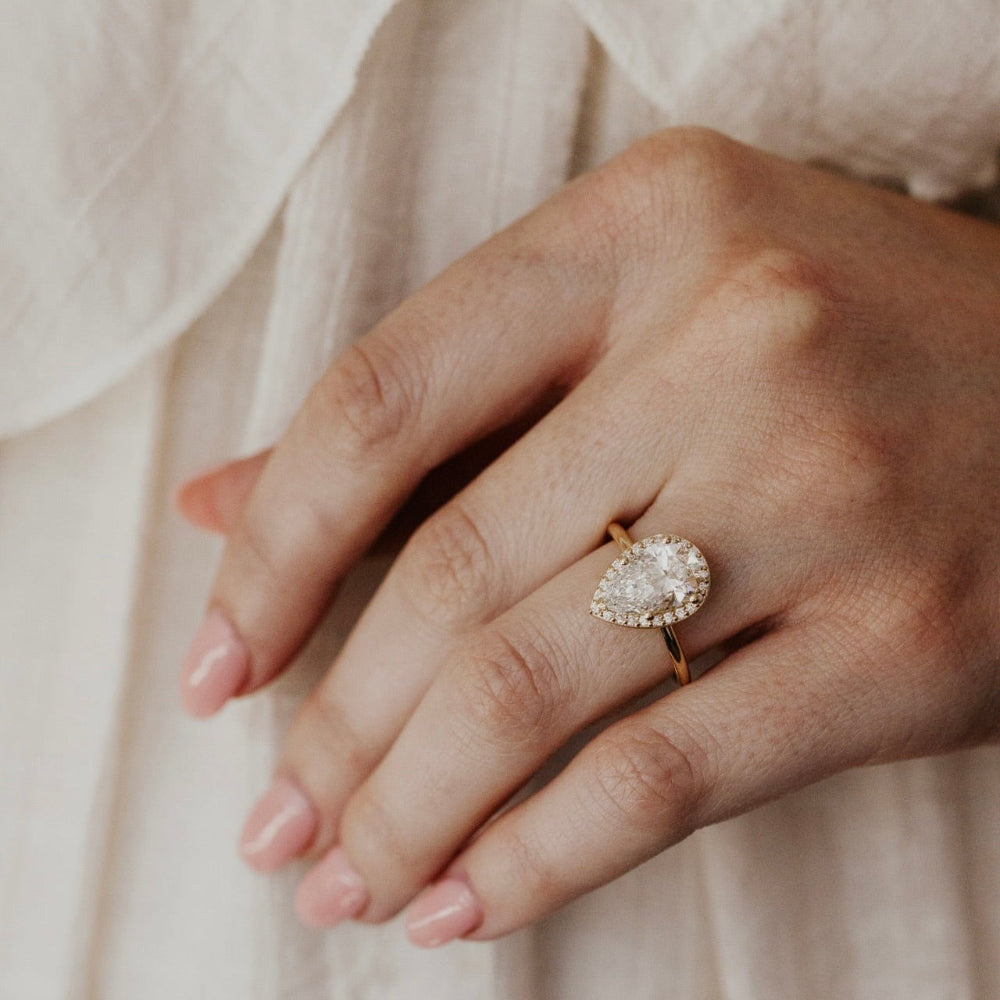 Marquise Shaped Three Stone Lab Grown Diamond Engagement Ring