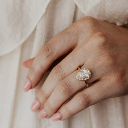 Marquise Shaped Three Stone Lab Grown Diamond Engagement Ring