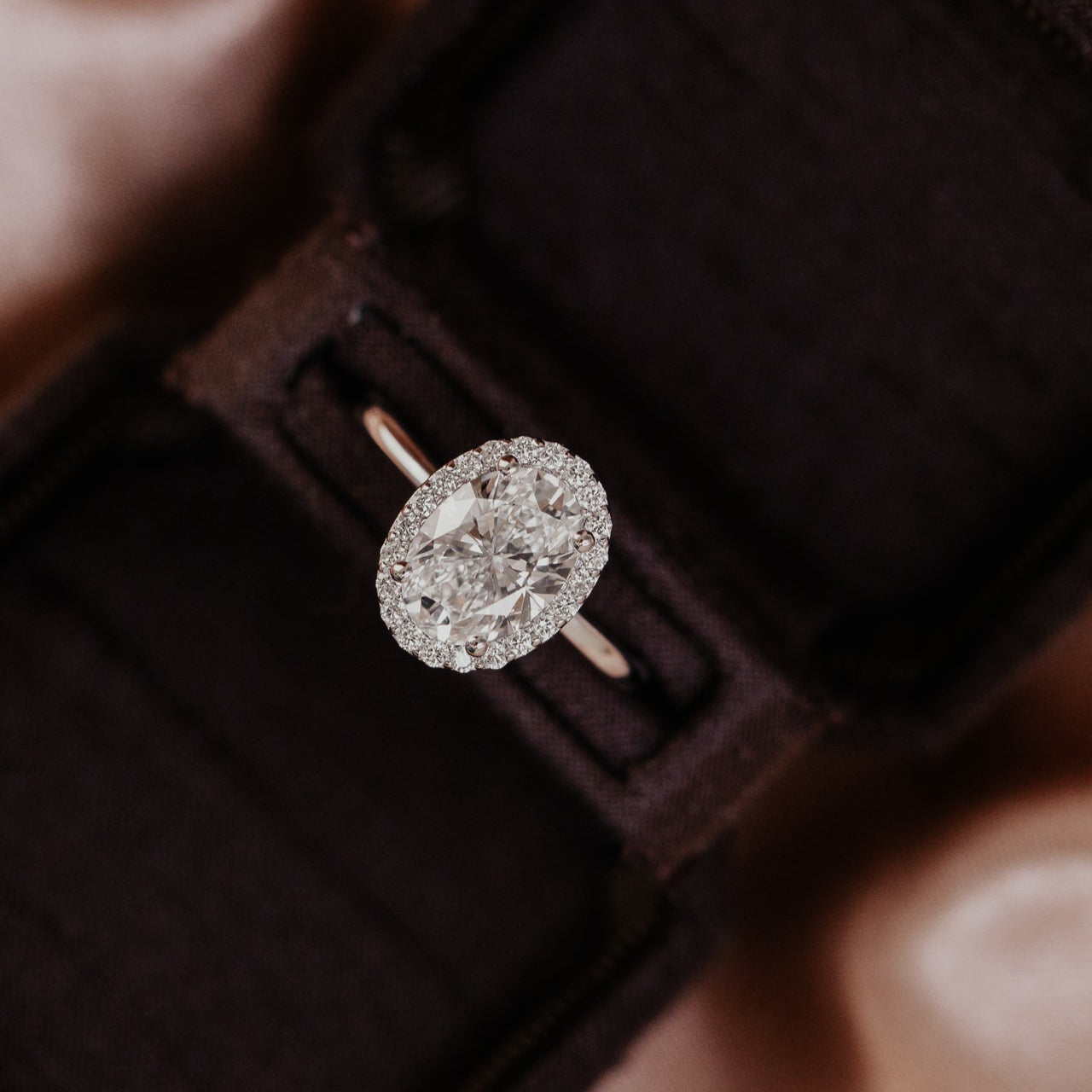 Marquise Shaped Three Stone Lab Grown Diamond Engagement Ring