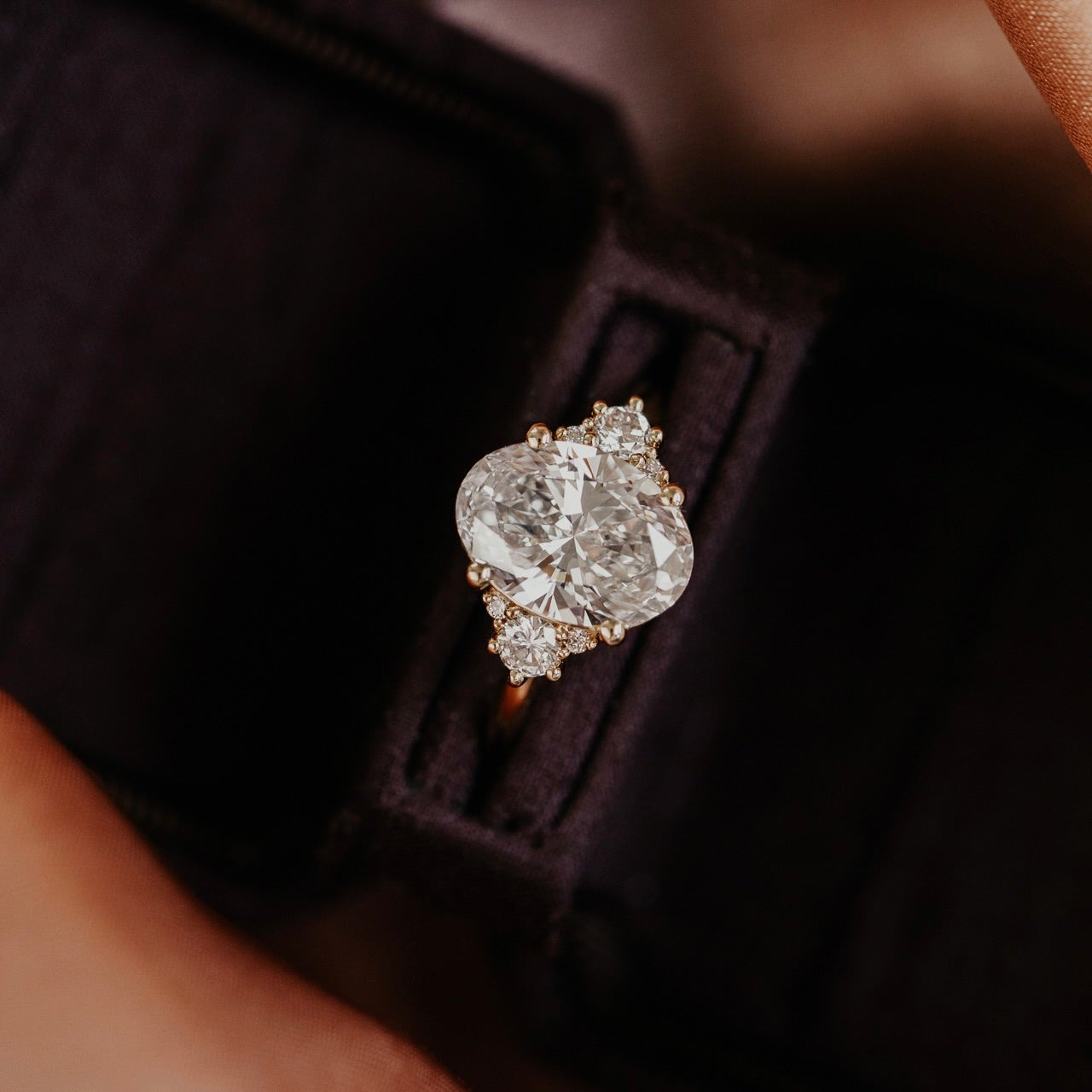 Marquise Shaped Three Stone Lab Grown Diamond Engagement Ring