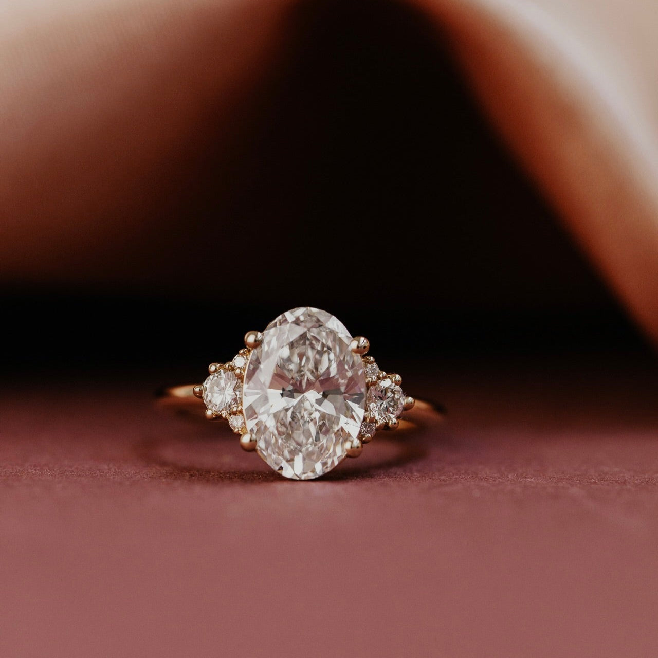 Marquise Shaped Three Stone Lab Grown Diamond Engagement Ring