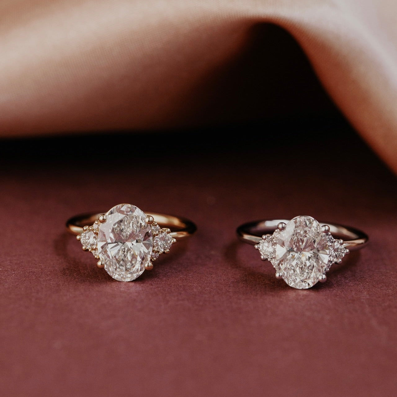 Marquise Shaped Three Stone Lab Grown Diamond Engagement Ring