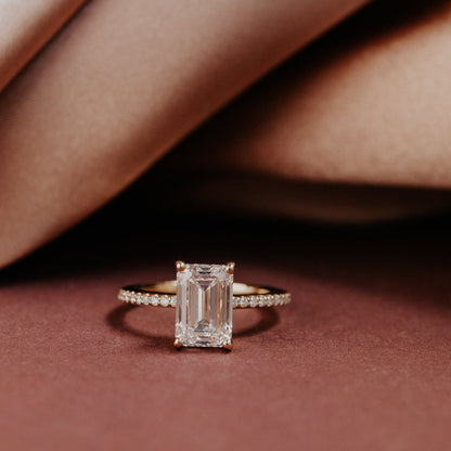 Marquise Shaped Three Stone Lab Grown Diamond Engagement Ring