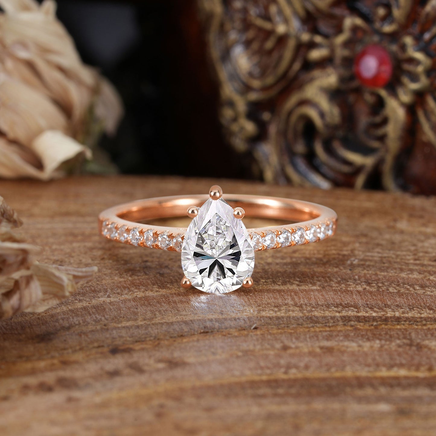 Marquise Shaped Three Stone Lab Grown Diamond Engagement Ring