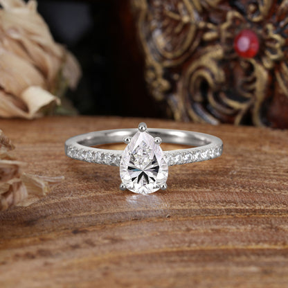 Marquise Shaped Three Stone Lab Grown Diamond Engagement Ring