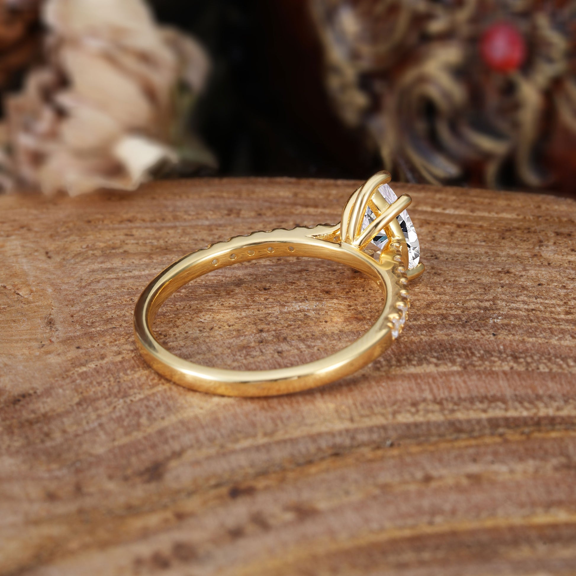 Marquise Shaped Three Stone Lab Grown Diamond Engagement Ring