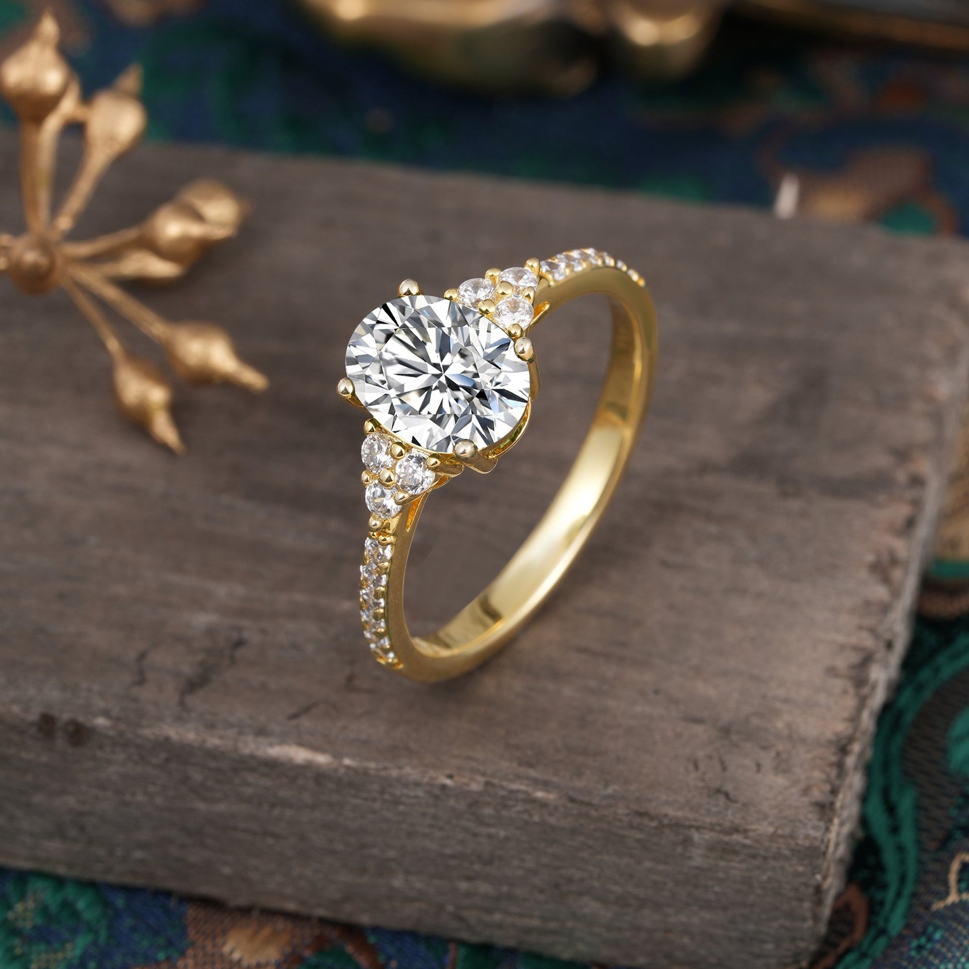 Marquise Shaped Three Stone Lab Grown Diamond Engagement Ring