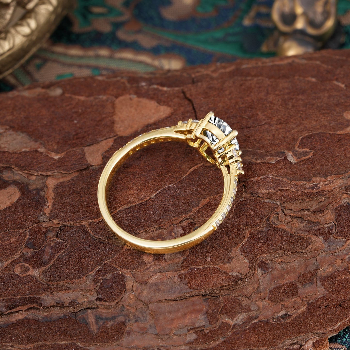 Marquise Shaped Three Stone Lab Grown Diamond Engagement Ring