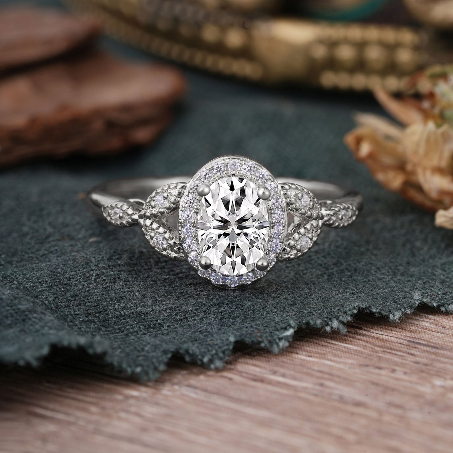 Marquise Shaped Three Stone Lab Grown Diamond Engagement Ring