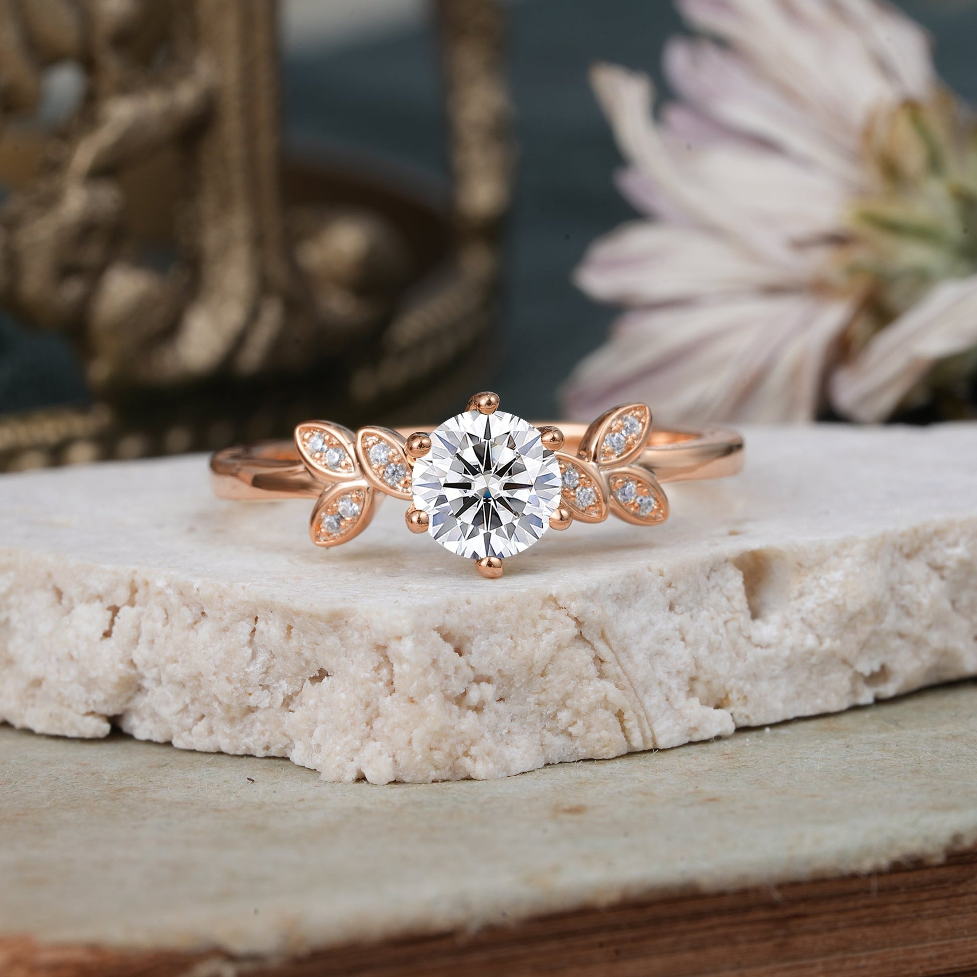 Marquise Shaped Three Stone Lab Grown Diamond Engagement Ring