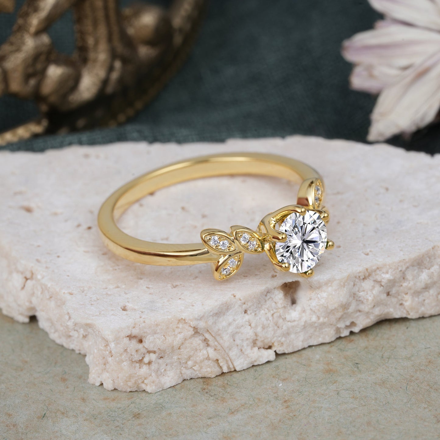 Marquise Shaped Three Stone Lab Grown Diamond Engagement Ring