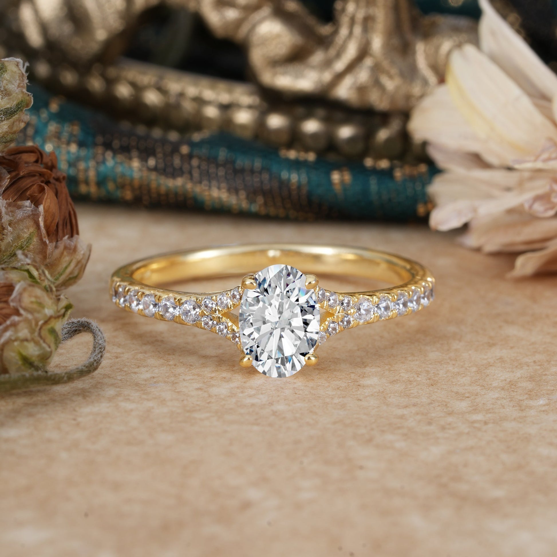 Marquise Shaped Three Stone Lab Grown Diamond Engagement Ring