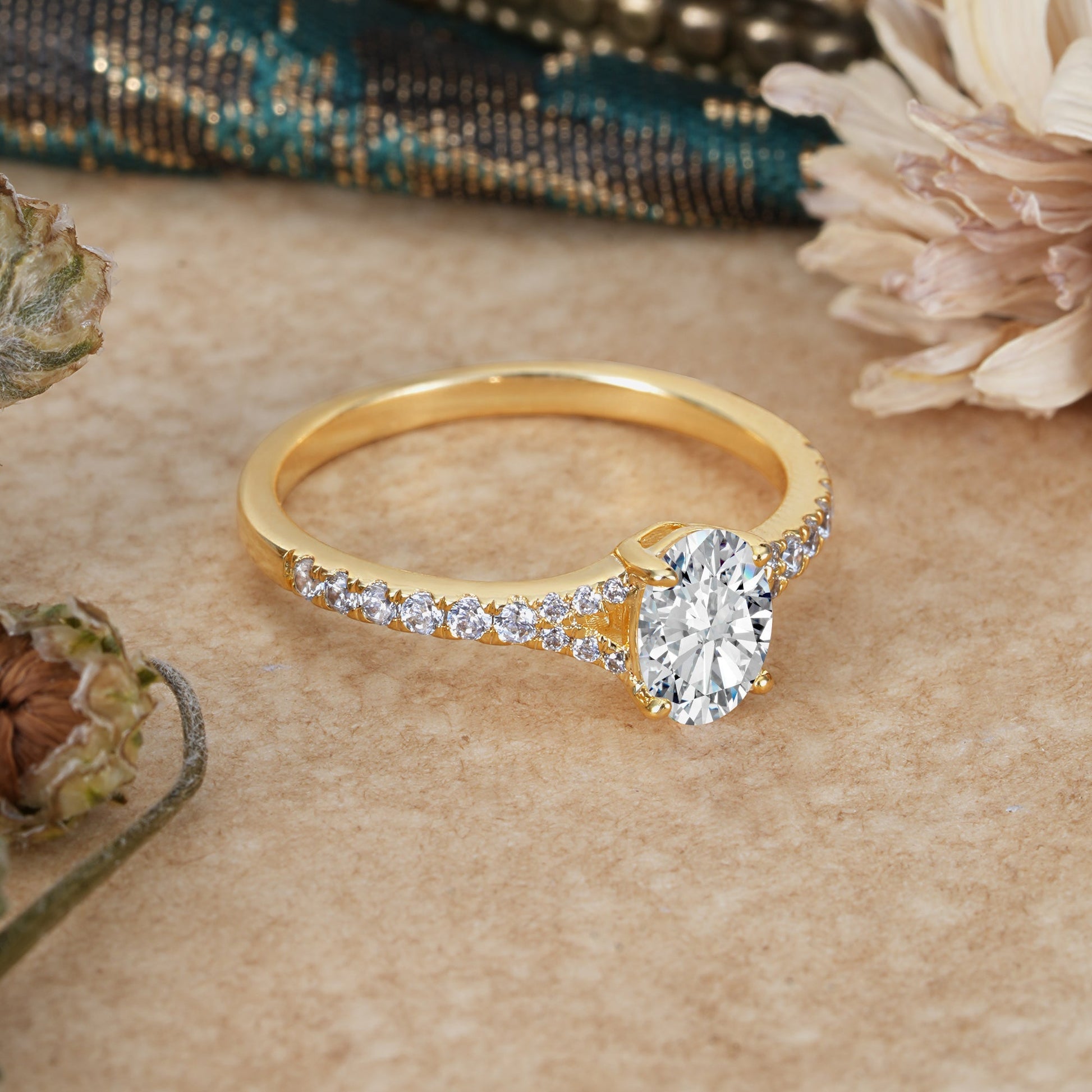 Marquise Shaped Three Stone Lab Grown Diamond Engagement Ring