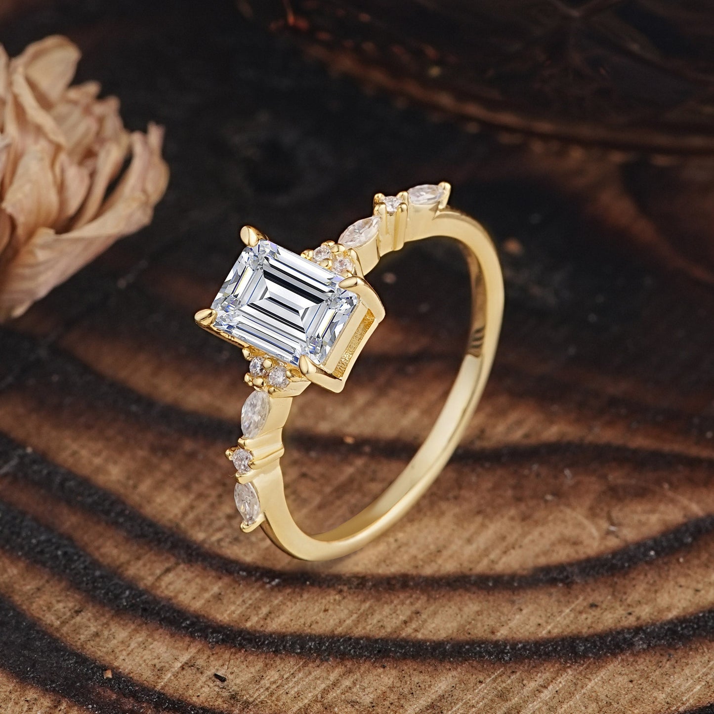 Marquise Shaped Three Stone Lab Grown Diamond Engagement Ring
