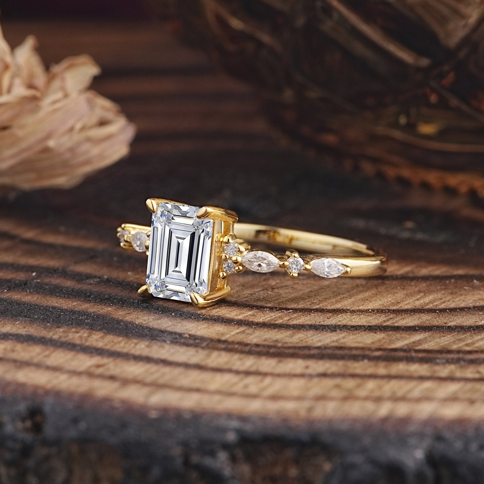 Marquise Shaped Three Stone Lab Grown Diamond Engagement Ring