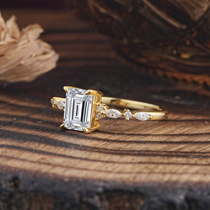 Marquise Shaped Three Stone Lab Grown Diamond Engagement Ring