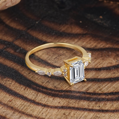 Marquise Shaped Three Stone Lab Grown Diamond Engagement Ring