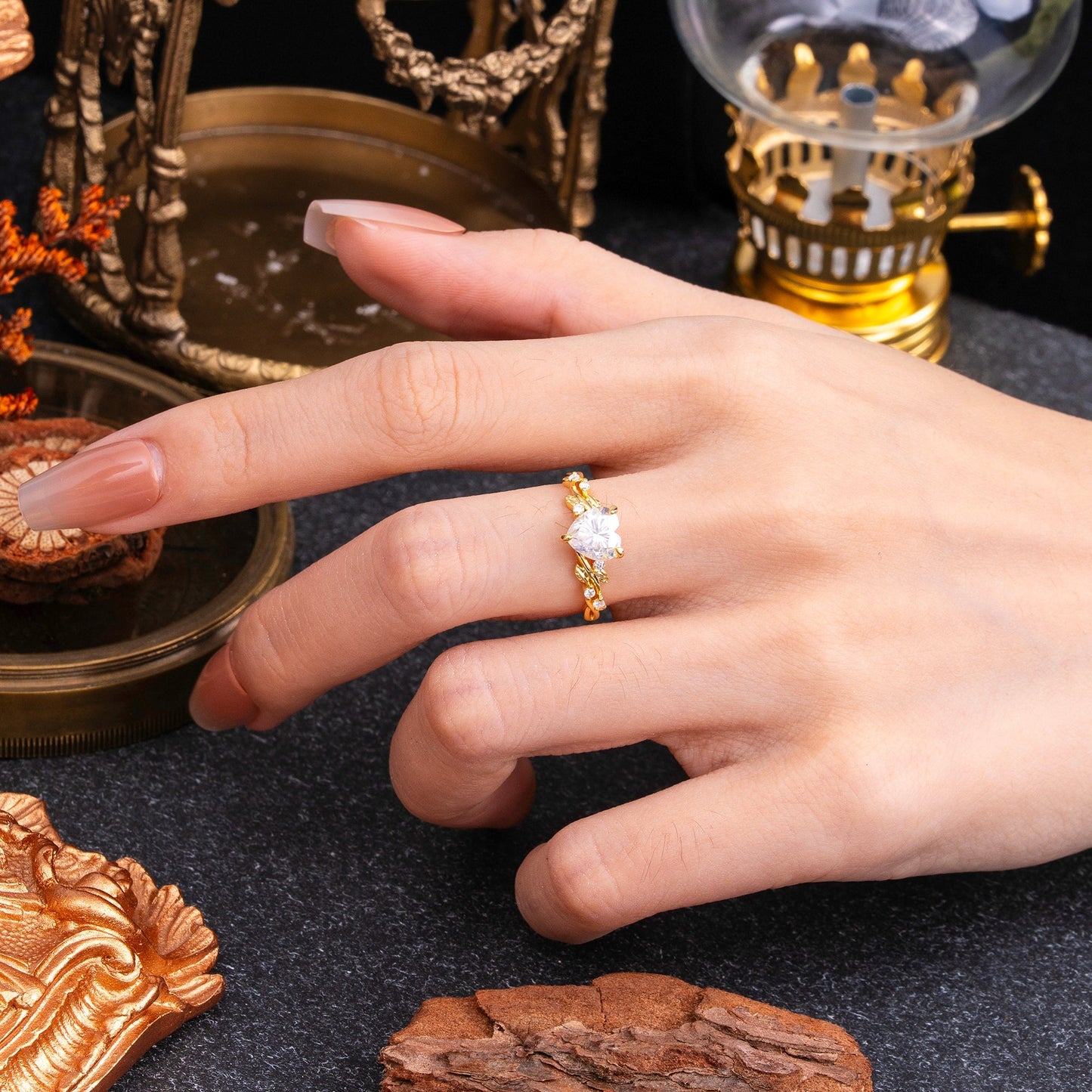 Marquise Shaped Three Stone Lab Grown Diamond Engagement Ring