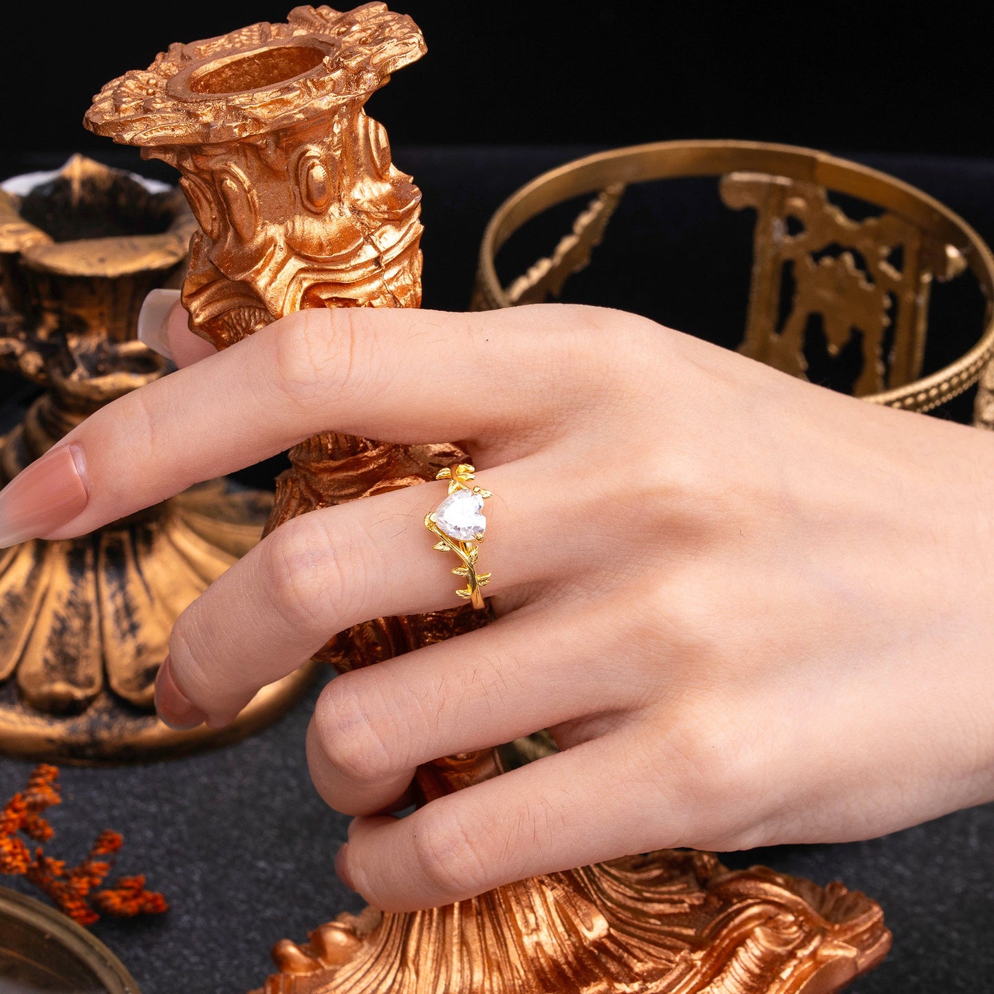 Marquise Shaped Three Stone Lab Grown Diamond Engagement Ring