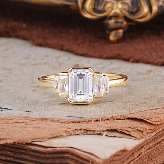 Marquise Shaped Three Stone Lab Grown Diamond Engagement Ring