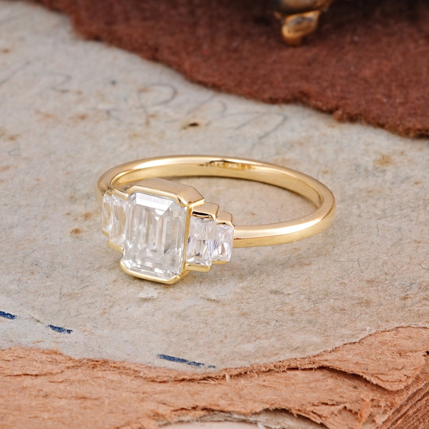 Marquise Shaped Three Stone Lab Grown Diamond Engagement Ring