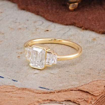 Marquise Shaped Three Stone Lab Grown Diamond Engagement Ring