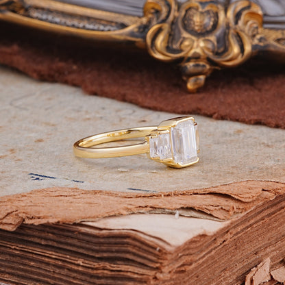 Marquise Shaped Three Stone Lab Grown Diamond Engagement Ring