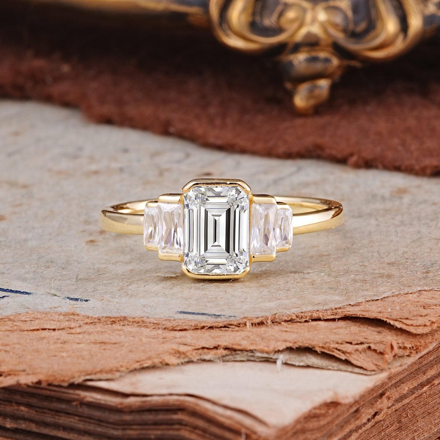 Marquise Shaped Three Stone Lab Grown Diamond Engagement Ring
