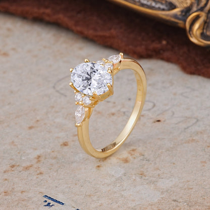 Marquise Shaped Three Stone Lab Grown Diamond Engagement Ring