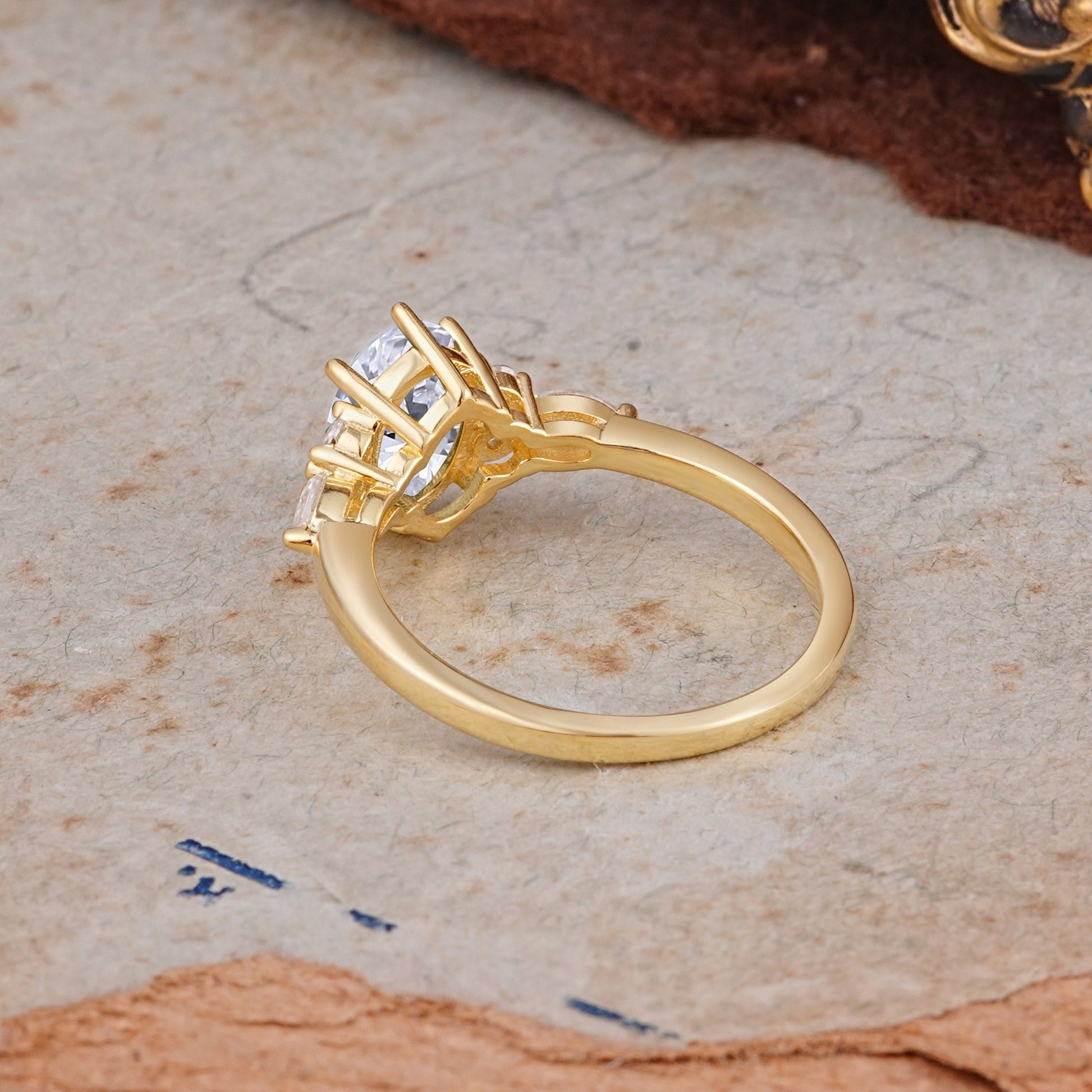 Marquise Shaped Three Stone Lab Grown Diamond Engagement Ring