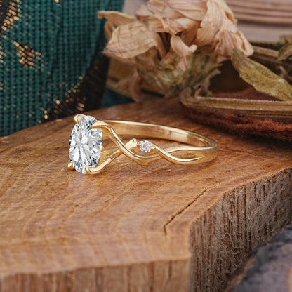 Marquise Shaped Three Stone Lab Grown Diamond Engagement Ring