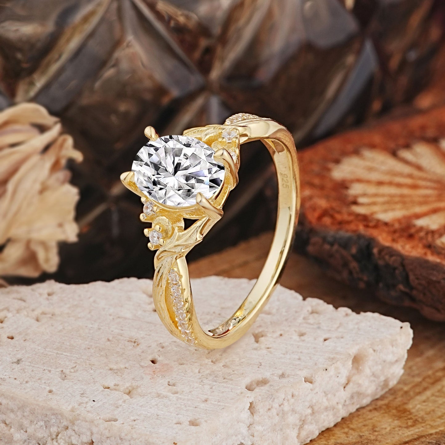 Marquise Shaped Three Stone Lab Grown Diamond Engagement Ring