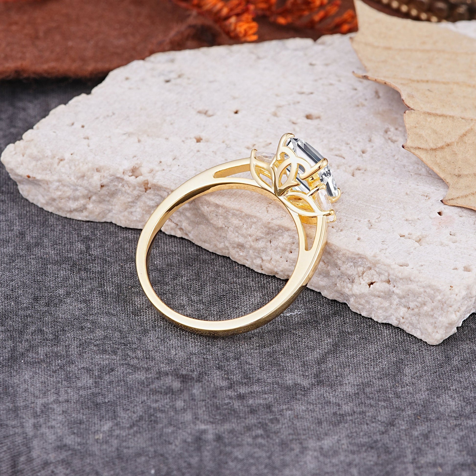 Marquise Shaped Three Stone Lab Grown Diamond Engagement Ring