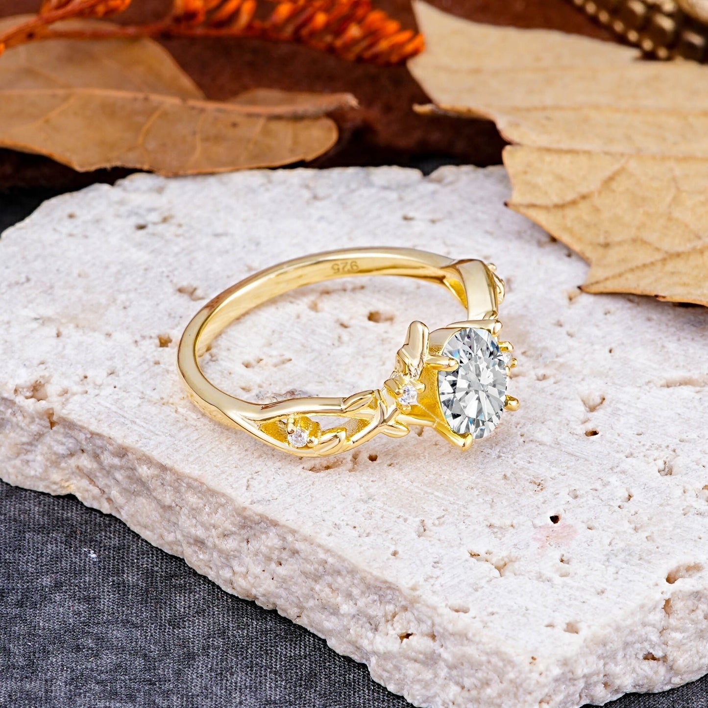 Marquise Shaped Three Stone Lab Grown Diamond Engagement Ring