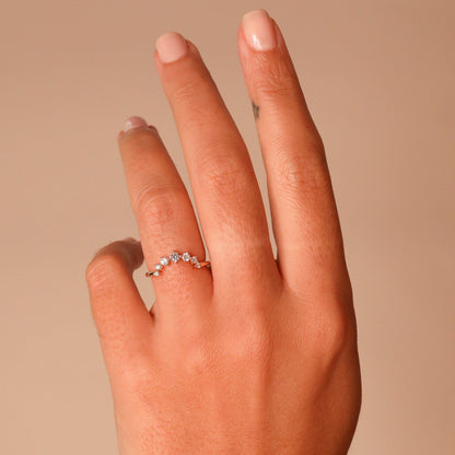 0.24 TCW Round Shaped Curved Moissanite Wedding Band