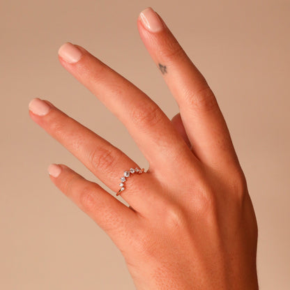 0.24 TCW Round Shaped Curved Moissanite Wedding Band