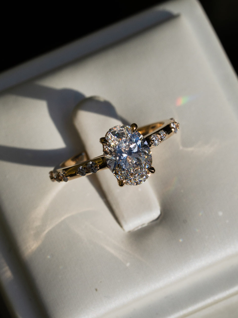 Marquise Shaped Three Stone Lab Grown Diamond Engagement Ring