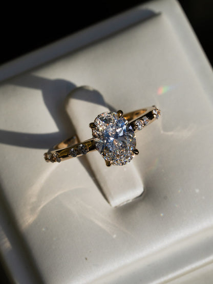 Marquise Shaped Three Stone Lab Grown Diamond Engagement Ring