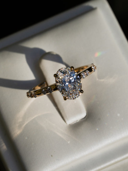 Marquise Shaped Three Stone Lab Grown Diamond Engagement Ring