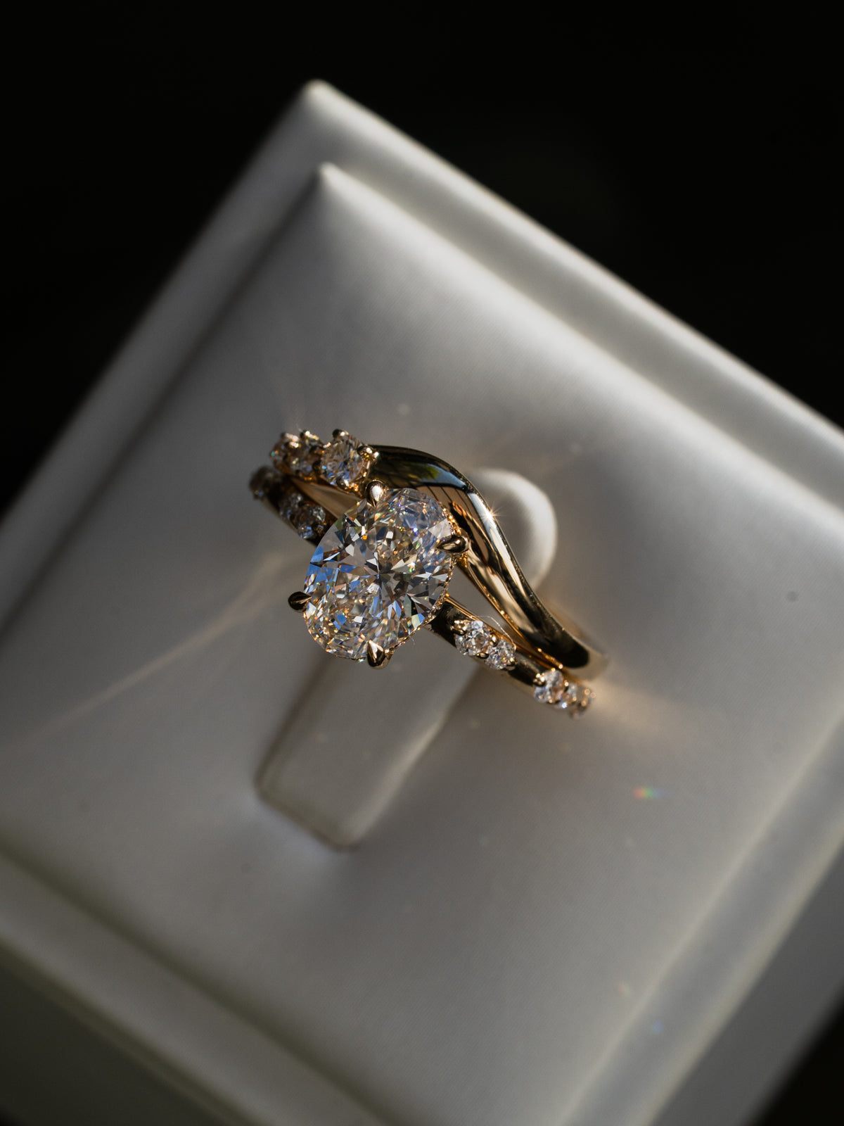 Marquise Shaped Three Stone Lab Grown Diamond Engagement Ring