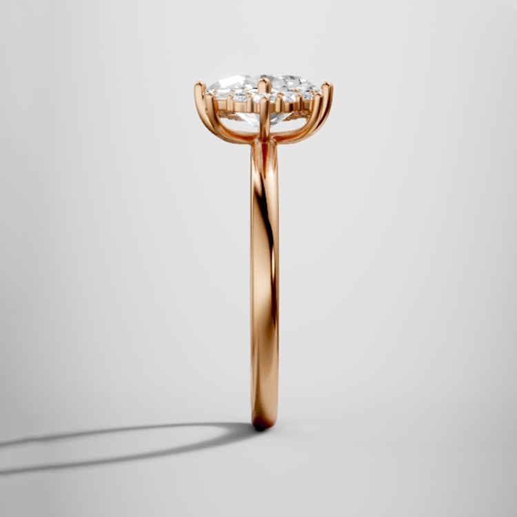 Marquise Shaped Three Stone Lab Grown Diamond Engagement Ring