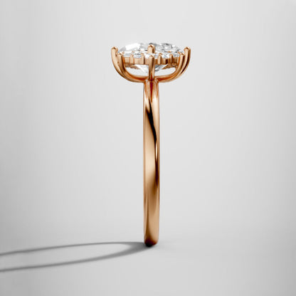 Marquise Shaped Three Stone Lab Grown Diamond Engagement Ring