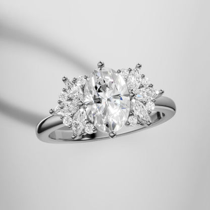 Marquise Shaped Three Stone Lab Grown Diamond Engagement Ring