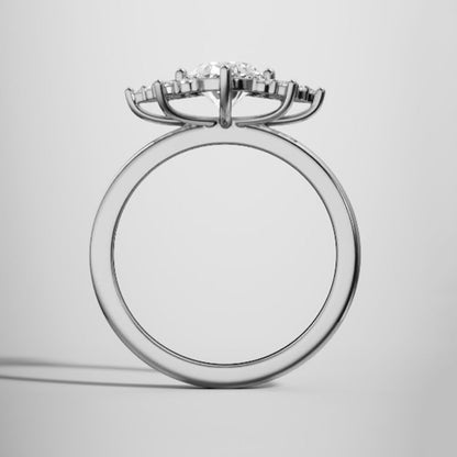 Marquise Shaped Three Stone Lab Grown Diamond Engagement Ring