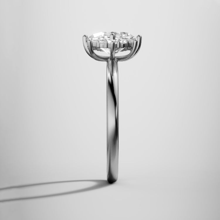 Marquise Shaped Three Stone Lab Grown Diamond Engagement Ring