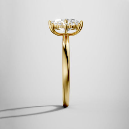 Marquise Shaped Three Stone Lab Grown Diamond Engagement Ring