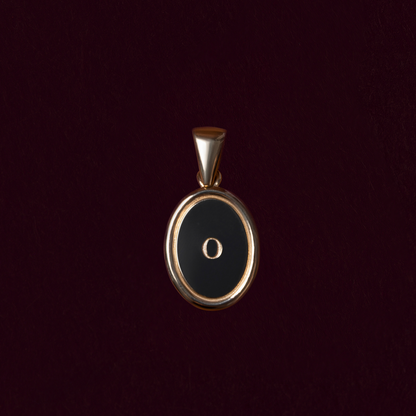 Oval Shape Letter Pendant Necklace in Solid Gold