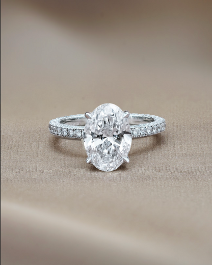 Marquise Shaped Three Stone Lab Grown Diamond Engagement Ring