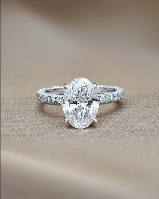 Marquise Shaped Three Stone Lab Grown Diamond Engagement Ring