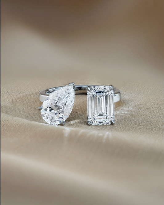 Marquise Shaped Three Stone Lab Grown Diamond Engagement Ring